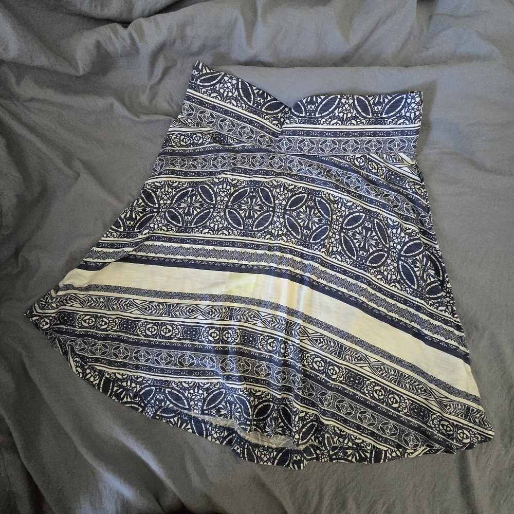 Blue and White Patterned Skirt